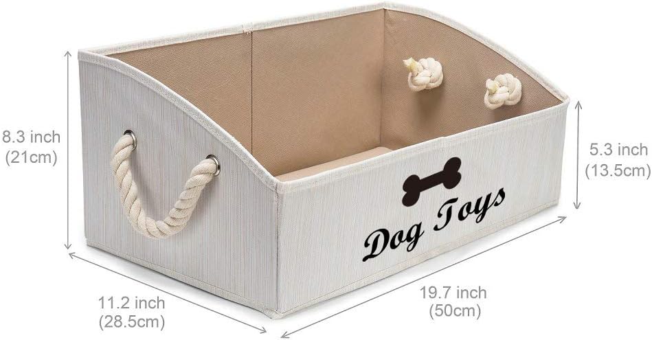 Geyecete Contenedores de almacenamiento grandes para perros, cajas organizadoras trapezoidales plegables de tela con mango de cuerda de tejido,