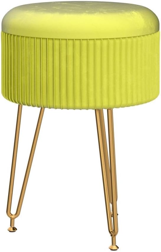 CUYOCA Otomana redonda de almacenamiento con bandeja, taburete de tocador con almacenamiento para sala de estar, sala de maquillaje, mesa de café,
