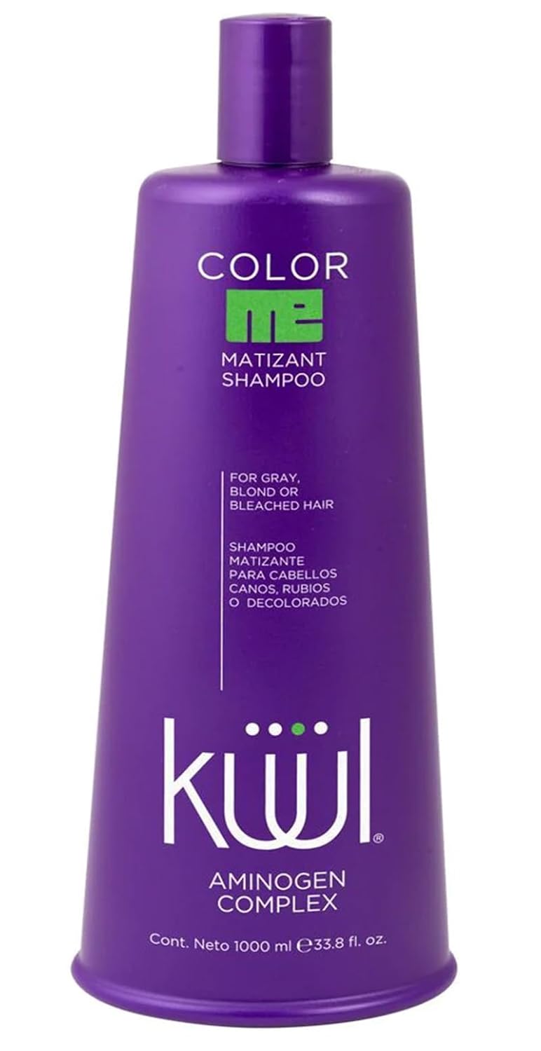 CHAMPÚ MATIZANTE KUUL 33.81 oz – CHAMPÚ MORADO – (MATIZANTE CABELLOS CANOS RUBIOS O DECOLORADOS COLOR DEL LIQUIDO  MORADO) – 1000 ML