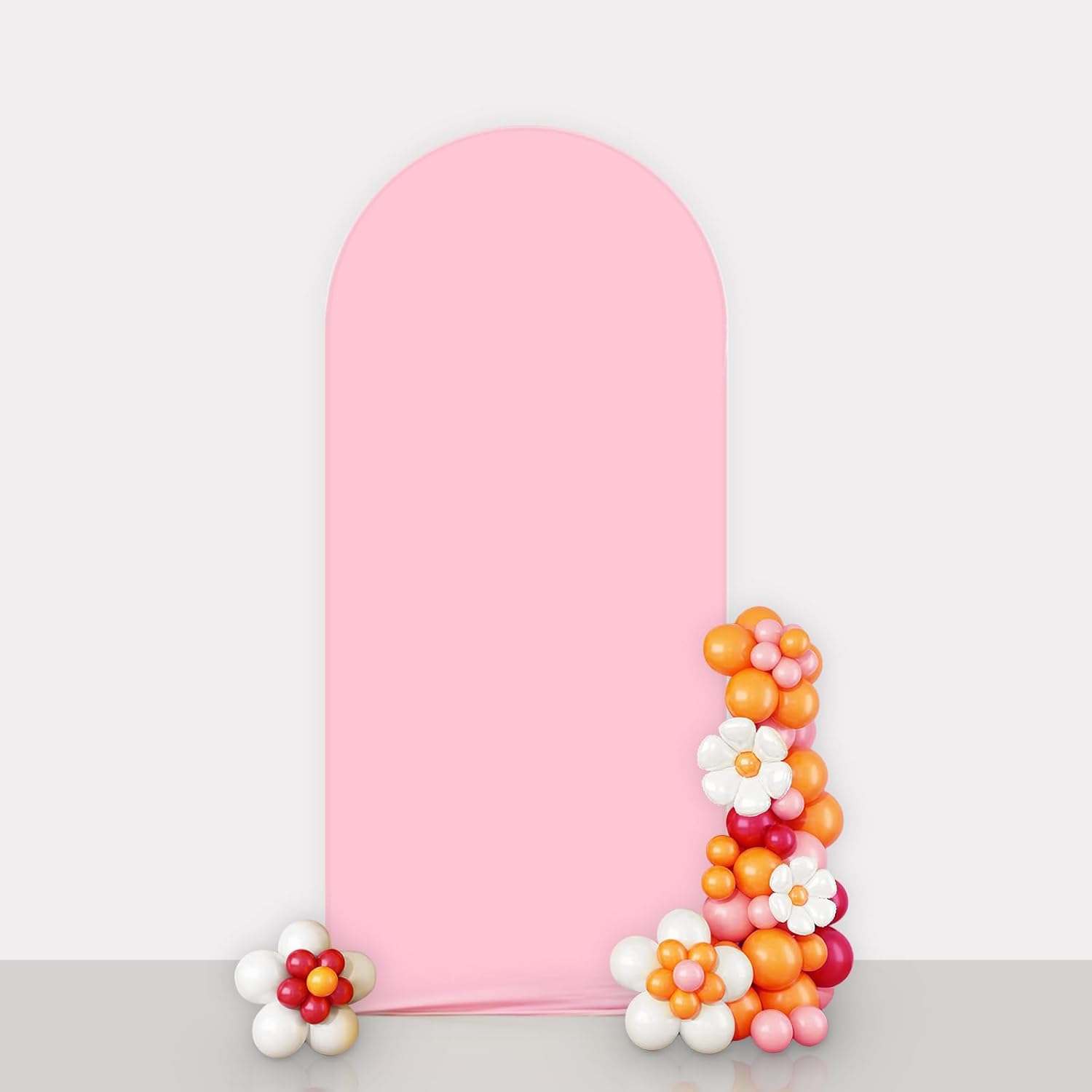 Telón de fondo de pared de arco rosa de 2 x 5 pies, cubierta de fondo redondo para el día de San Valentín, cubierta de marco de arco de 2 caras,
