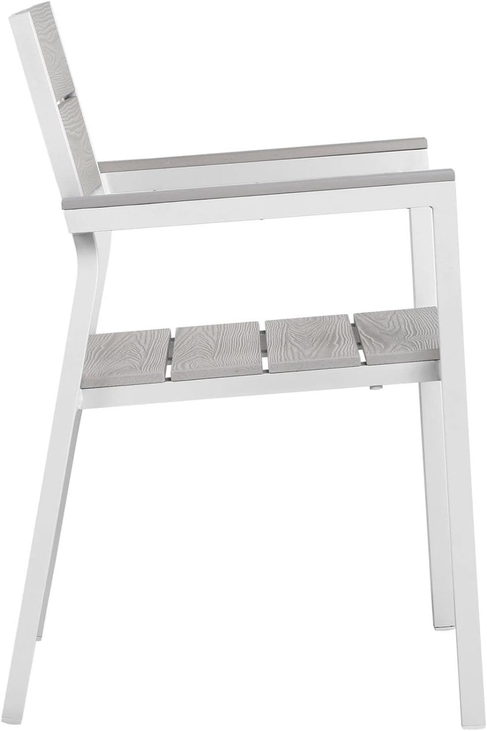 Modway Silla de aluminio para patio al aire libre de Maine en gris claro blanco