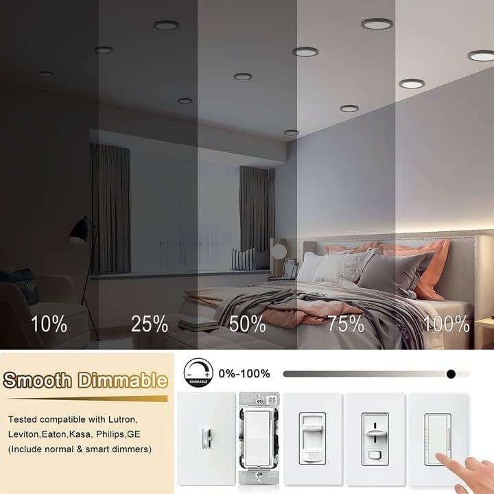 Lámpara de techo LED pequeña de 7 pulgadas, regulable, luz diurna de 5000 K, lámpara de techo redonda ultra delgada, lámpara de techo moderna para