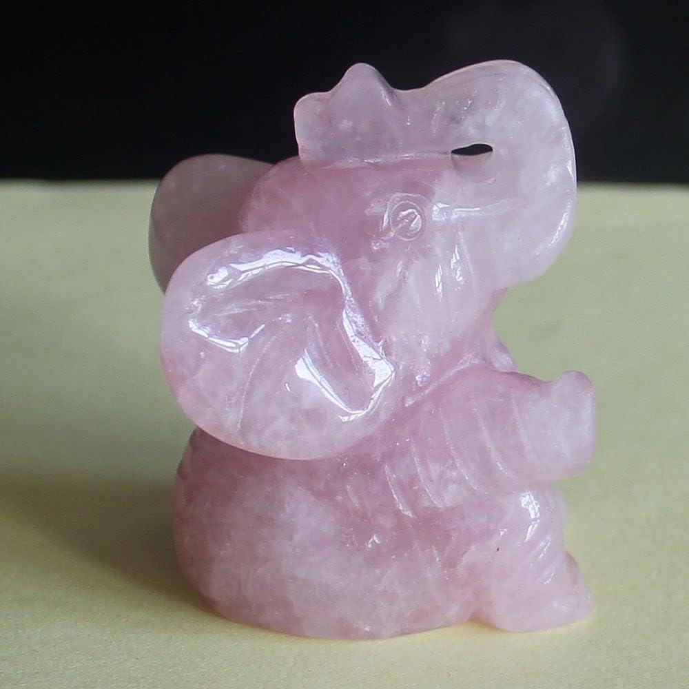 Figura tallada a mano con piedras preciosas mixtas de cristal sentado elefante estatua de talla animal para decoración del hogar de 2 pulgadas