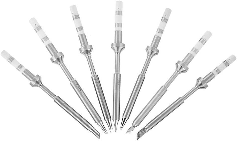 7 Tipos Mini Punta de Soldador de Acero Inoxidable Reemplazo para TS100 Kit de Soldador Portátil al Aire Libre (7pcs Puntas de Soldadura)