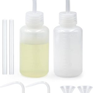 Heylcm 2 botellas de lavado de plástico de 5.1 fl oz con tapa, botella de lavado de tatuaje de boca estrecha de 5 onzas, botella de seguridad para Heylcm 2 botellas de lavado de plástico de 5.1 fl oz con tapa, botella de lavado de tatuaje de boca estrecha de 5 onzas, botella de seguridad para