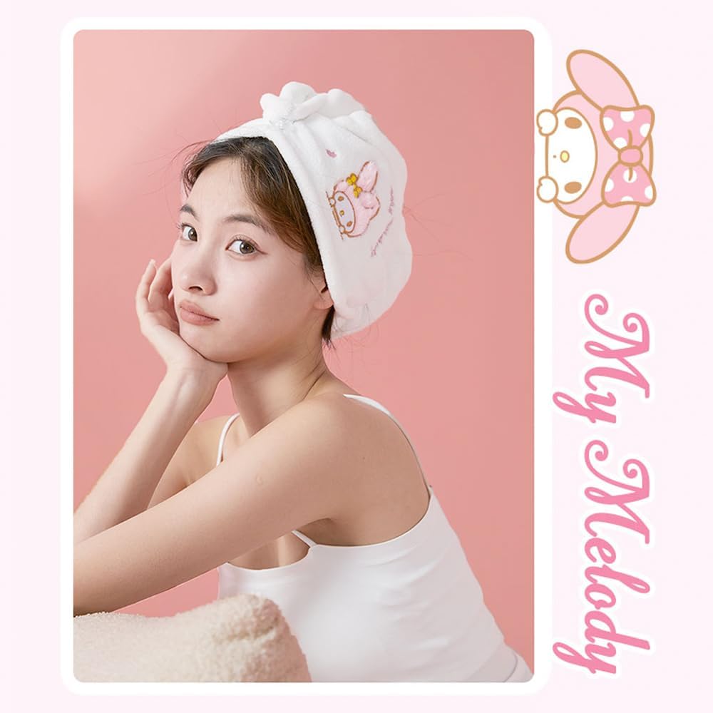 Toalla de microfibra para el cabello, gorro de ducha súper absorbente con botón, toalla de secado rápido de diademas de maquillaje, toallas de baño