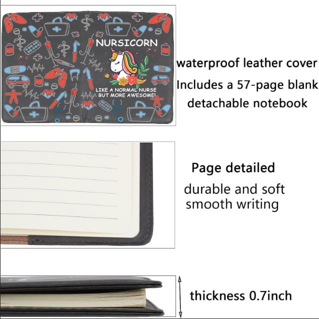 BNQL Nursicorn Nurse Gifts Nurse Leather Notebook Journal Funny Nursicorn RN NP Nursing Gifts Appreciation Birthday Gifts for Nurse (nurse Nursicorn