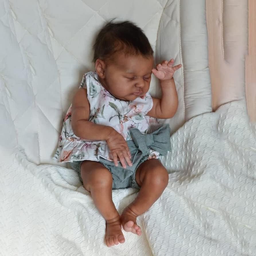 Angelbaby Muñecas de bebé Reborn negras realistas, muñeca de bebé recién nacida realista de 18 pulgadas, muñeca afroamericana durmiente con aspecto