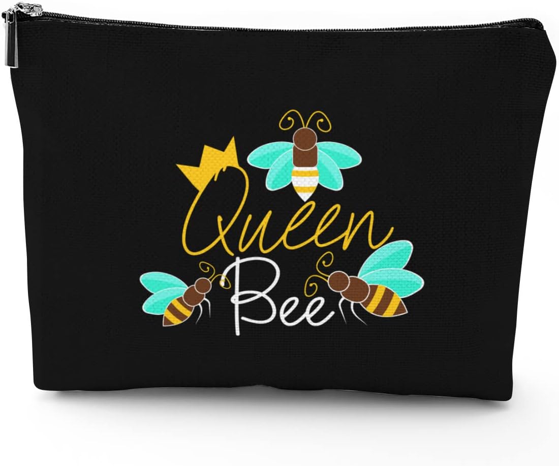 Regalos temáticos de abeja reina para mujeres, bolsa de maquillaje de abejorros, regalos para amantes de las abejas, Beeyoutiful Honeybee Crown