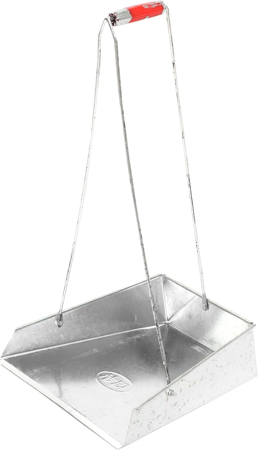 Recogedor de metal con asa de acero inoxidable, recogedor vertical de pie, mango largo, bandeja de polvo de metal para interiores para vestíbulo,