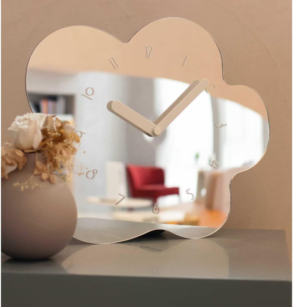 Reloj de pared Modern Flowers Mirror Wall Clock Nordic Simple Silent Non Ticking Clock Creative Petal Art Clock for Home Apartment Bedroom Decor