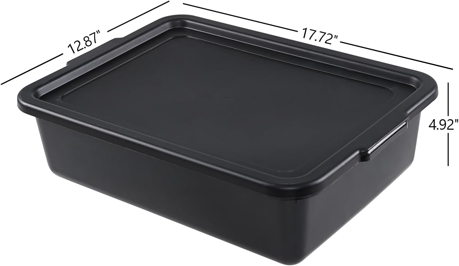 Sadstory – Caja de plástico para autobús comercial de 13 L con tapa, bañera de plástico para restaurante, color negro, 3 paquetes