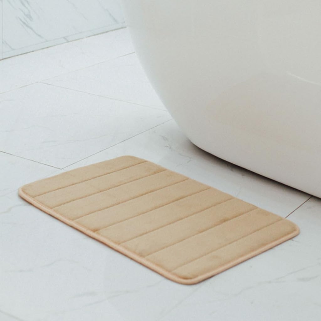 Tapete de baño de espuma viscoelástica, absorbente y suave, tapete de baño antideslizante para baño, dormitorio, decoración de suelo de ducha (caqui)