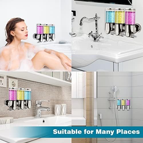 Dispensador de ducha y jabón de montaje en pared 3 en 1 de acero inoxidable, para montaje en pared, sostiene champú, jabón, acondicionador, gel de