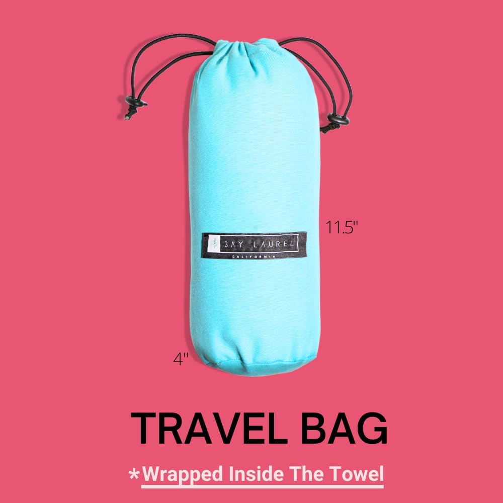 BAY LAUREL Toalla de playa turca con bolsa de viaje, 39 x 71 pulgadas, secado rápido, sin arena, ligera, grande, toalla de playa turca, toalla de