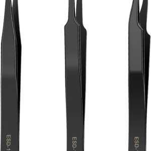 YHYZ Juego de 3 pinzas de precisión, pinzas precisas de acero inoxidable antiestáticas mejoradas (finas, curvas, planas), perfectas para YHYZ Juego de 3 pinzas de precisión, pinzas precisas de acero inoxidable antiestáticas mejoradas (finas, curvas, planas), perfectas para