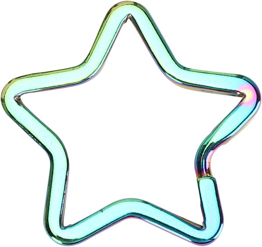 10 unids creativo plano en forma de estrella anillo llavero colorido DIY metal llavero llavero aro lazo, Con color