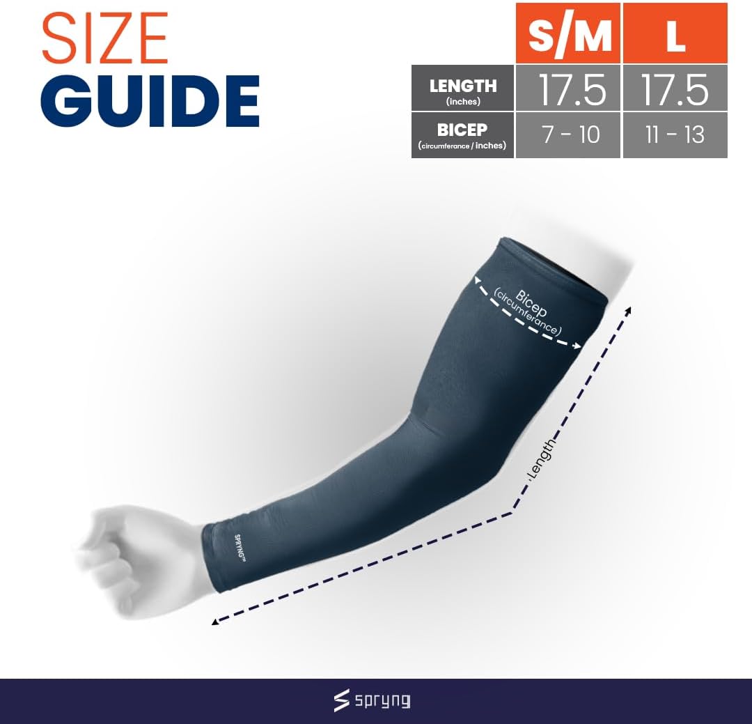 SPRYNG Statix – Mangas de compresión de brazo completo para hombres y mujeres, mantiene la forma, no se enrolla hacia abajo, mangas de brazo para