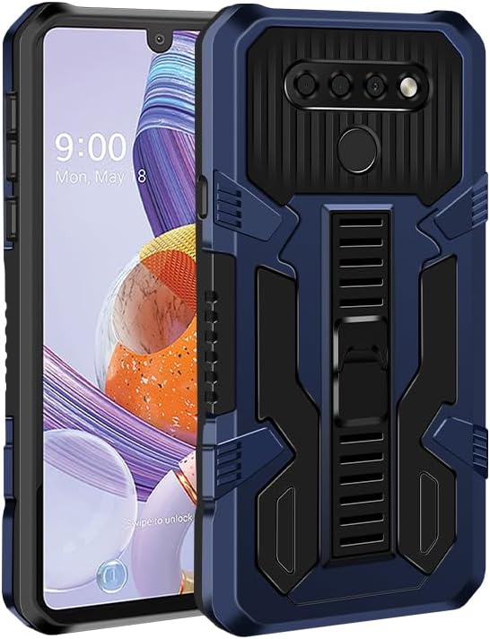 Funda compatible con LG K61, funda protectora a prueba de golpes con función atril incorporada, compatible con LG K61, funda 2 en 1, funda LAN