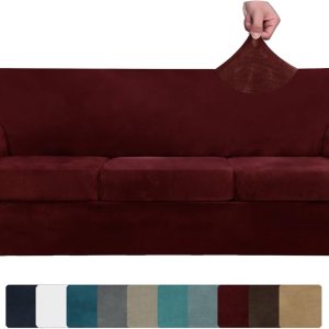 ZNSAYOTX – Funda de terciopelo de lujo de 4 piezas para sofá extragrande con 3 cojines, gruesa, suave, antideslizante, grande, protector de muebles ZNSAYOTX – Funda de terciopelo de lujo de 4 piezas para sofá extragrande con 3 cojines, gruesa, suave, antideslizante, grande, protector de muebles