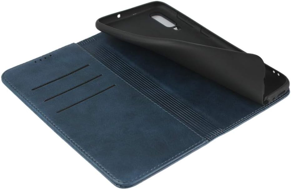 Funda magnética para Samsung Galaxy A70, de piel sintética, con función atril, con ranuras para tarjetascompartimento para efectivo, color azul