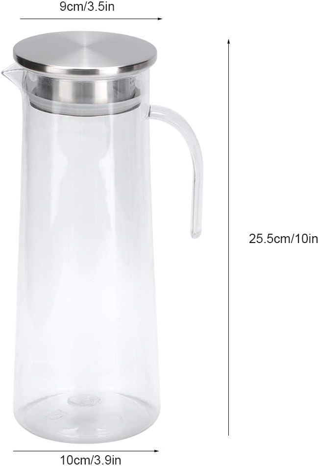 Tarro de jugo de acrílico de 1.2 l, con tapa hermética, jarra fácil de verter y mango para agua, jugo, café helado y té helado #1