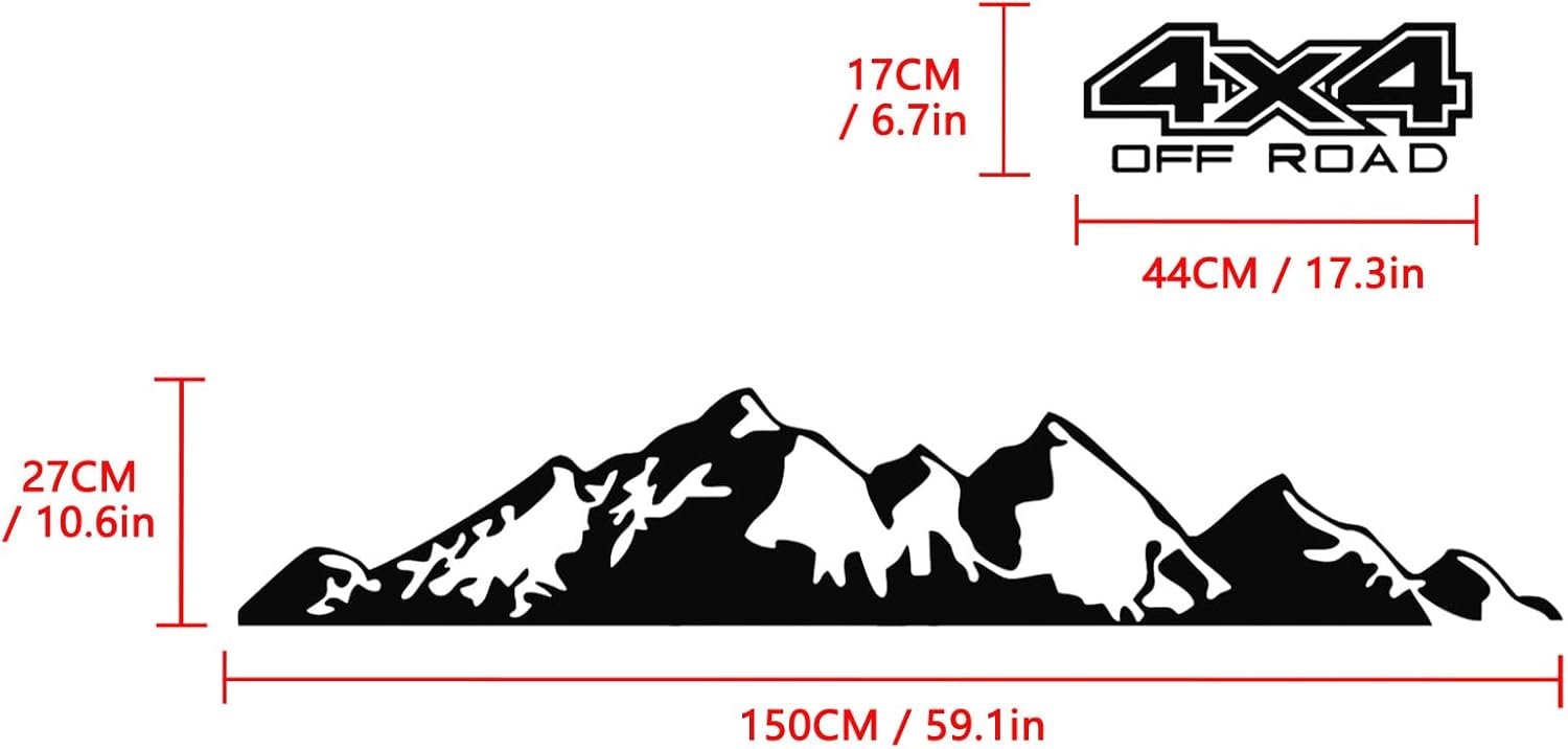 Etiqueta engomada del cuerpo del coche 4×4 Off-Road Pickup Truck Modelo Backup Car Tail Decoración Pegatina Negro YA35