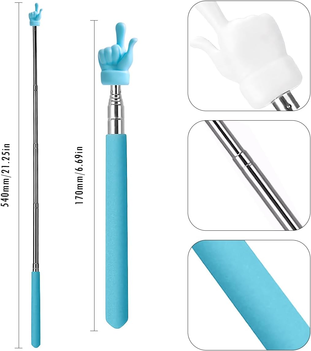 Senbos Puntero telescópico para profesores, 4 unidades de puntero extensible de enseñanza retráctil para aula, mini puntero de mano, puntero de dedo