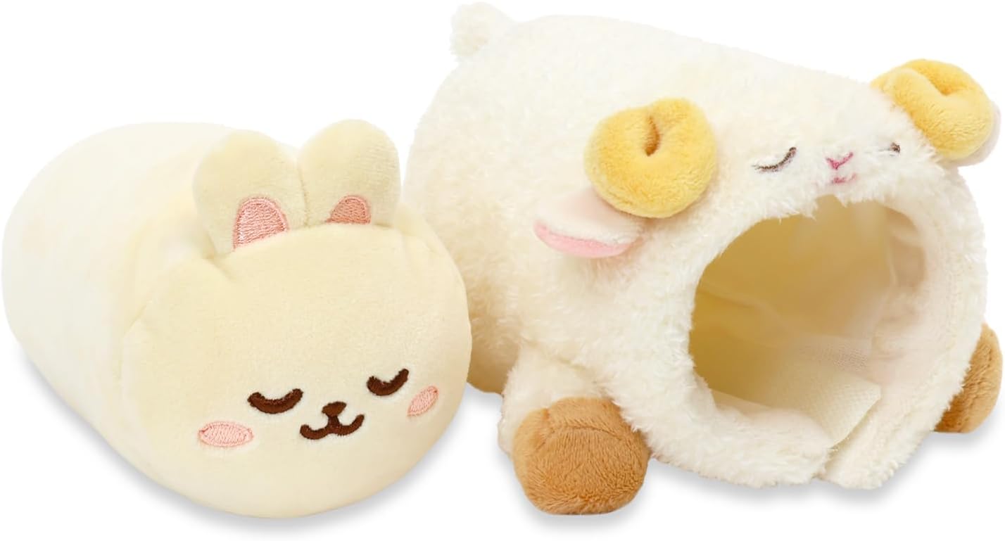 Anirollz Peluche de animal de peluche, manta pequeña de 6 pulgadas, suave, esponjoso, cálido, lindo, cómodo, seguro, almohada de cumpleaños con