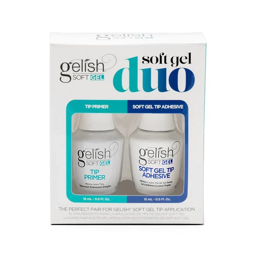 Dúo de puntas de gel suave, imprimación y adhesivo para uñas postizas + pegamento de punta para uñas a presión, kit profesional de uñas de poligel
