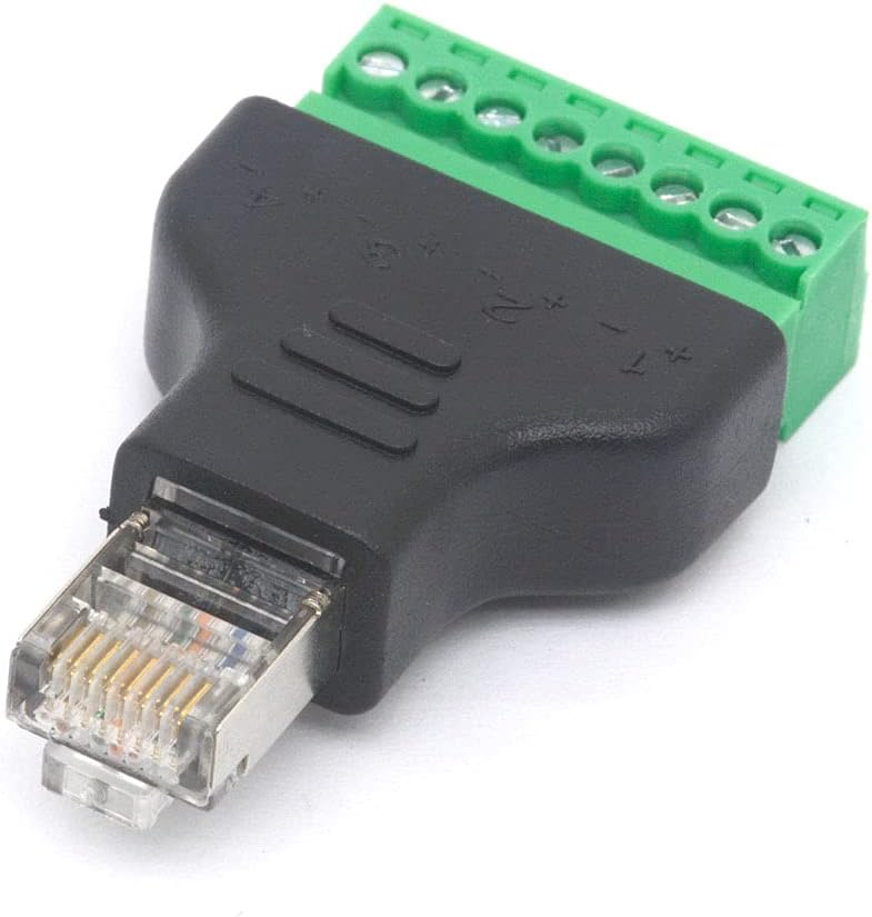 Adaptador de terminal de tornillo macho RJ45, RJ45 macho a tornillo de 8 pines, conector hembra Cat7 6 5 5e Extensor de enchufe de red Ethernet CCTV