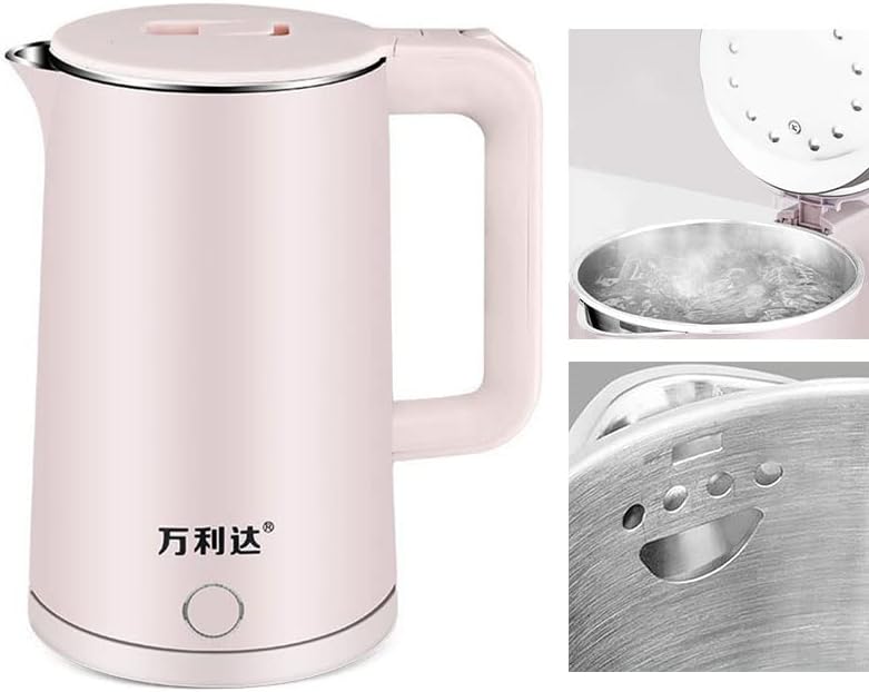 Hervidor eléctrico, caldera de agua eléctrica 4 protección de seguridad 2.3L para dormitorio (rosa)