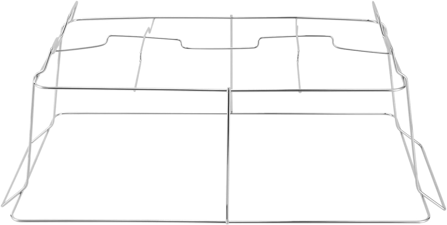 Paquete de 24 platos para bufé, estantes de alambre para rozar, soporte rectangular de tamaño completo, soporte apilable para rozar, marco cromado,