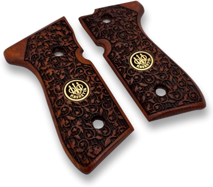 Puños de madera para Beretta 92FS, 92, 92F, 92A1, 92FS INOX, 92G, 92D, 96, 96D, 96A1, M9, M9A1 Cachas para 0.354 in Beretta 92FS