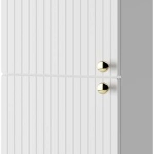 Armario de lino flotante moderno con bisagras ocultas de 12 pulgadas de ancho con puertas de cierre suave (blanco) Armario de lino flotante moderno con bisagras ocultas de 12 pulgadas de ancho con puertas de cierre suave (blanco)