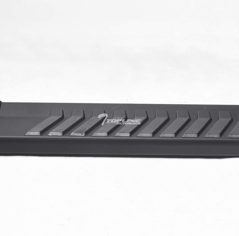 Estribos laterales de aluminio negro mate de 6 pulgadas con rayas de polímero, compatible con Chevy SilveradoGMC Sierra Crew Cab 07-18
