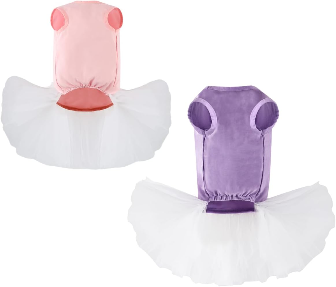 Vestido de boda para perro, falda tutú para perros pequeños, disfraz de encaje para cachorros, ropa formal para bodas, fiestas, vacaciones (rosa y