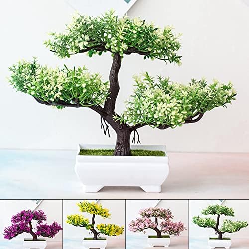 AIDNTBEO Planta artificial falsa Bonsái en maceta, árbol de pino de simulación para decoración del hogar y oficina, color rosa