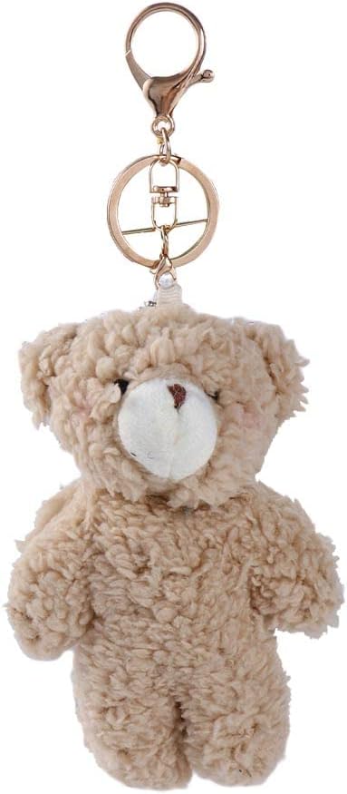 Lindo llavero de osos de peluche, pequeño oso de peluche suave, llavero de animales de peluche esponjosos, regalo para niñas y mujeres (oso marrón)