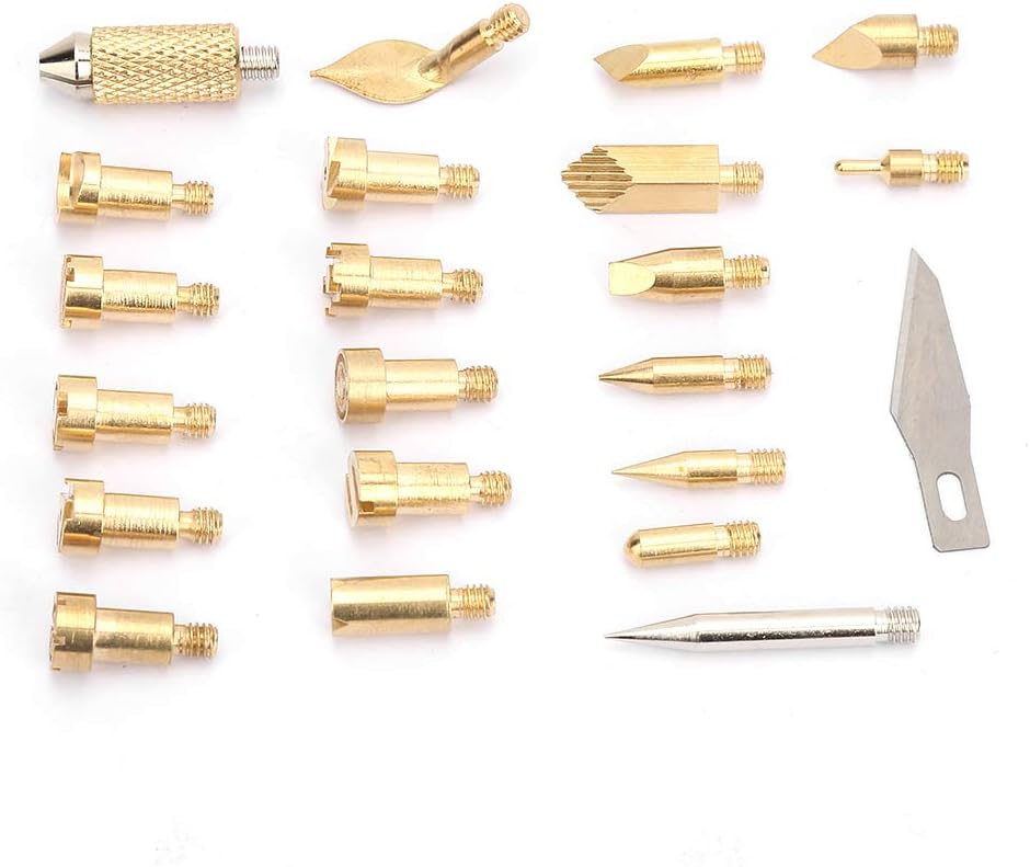Punta de pluma de soldador, 22 puntas de latón para soldar, punta de pluma de combustión de madera, herramienta de soldadura pirográfica de 60 W,