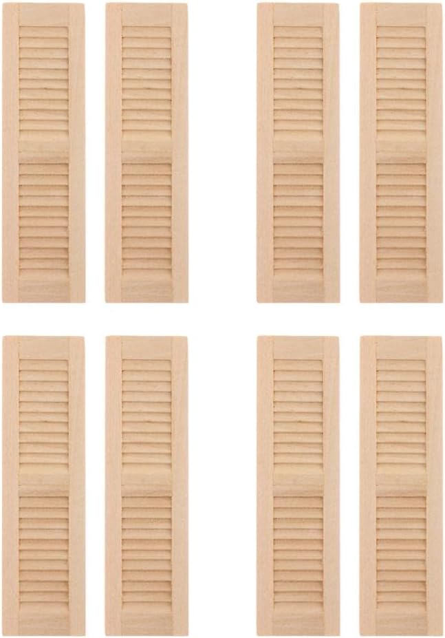 DYNWAVE Muebles hechos a mano para casa de muñecas de 112, persianas de madera, paquete de 4 pares, accesorios en miniatura, manos