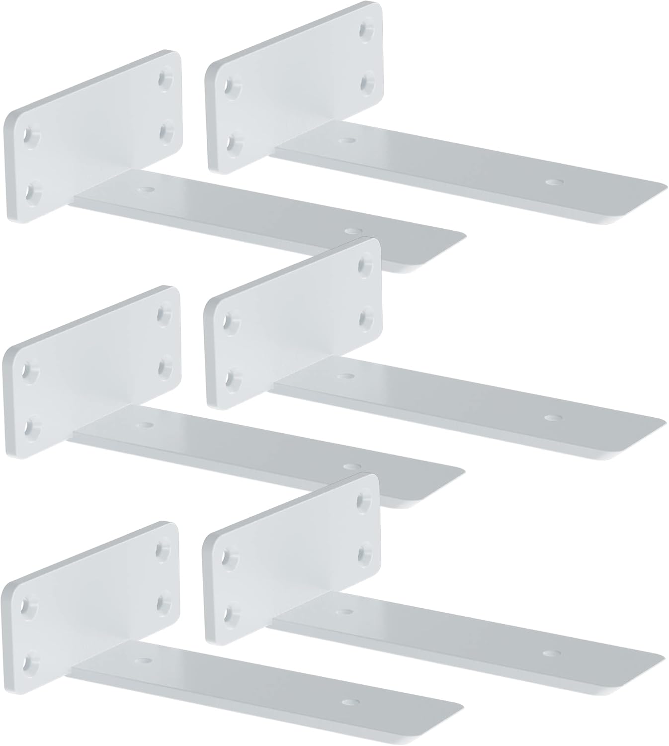 ZGO Soportes de estante flotantes, soportes de estante resistentes, soportes en L de metal blanco para estantes, soportes de pared para estantes,