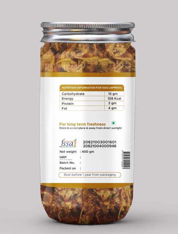 Jackfruit Pickle – Jaca fresca casera  Kathal Ka Aachar (400G) – Receta de la madre  Pepinillo orgánico del norte de la India  Pepinillo de yaca