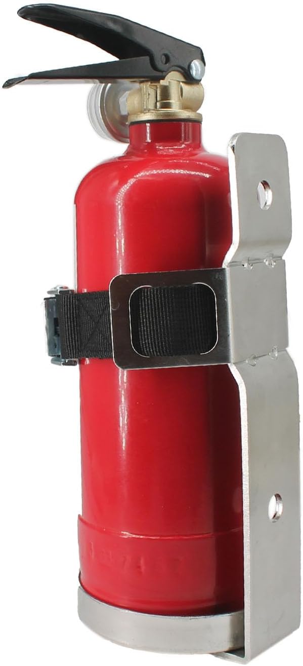 Soporte para extintor de incendios, soporte de pared, compatible con extintores de incendios de 2.5 libras, acero inoxidable (acero inoxidable de