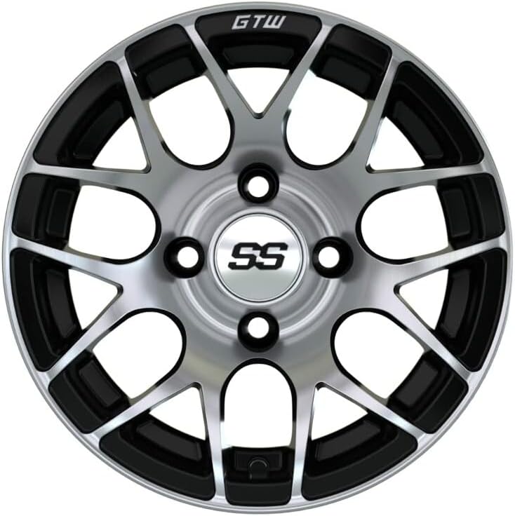 GTW Combo de ruedas y neumáticos para carrito de golf de 12 pulgadas  GTW Pursuit mecanizadasruedas negras en neumáticos Mamba Street 21535-12 (18″)