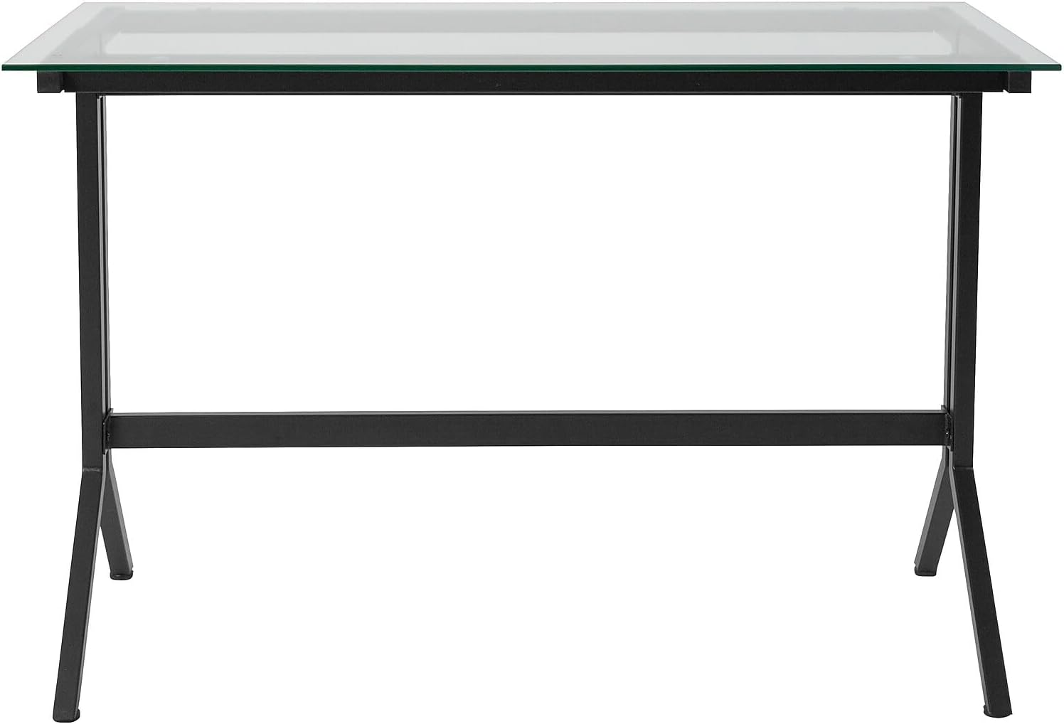 Flash Furniture Highland Collection – Escritorio de cristal para computadora con marco de metal negro