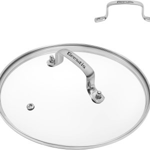 Geesatis Tapa de vidrio para olla de 8 pulgadas, tapa de vidrio templado, borde de acero inoxidable y asas, tapas universales que soportan 356 F Geesatis Tapa de vidrio para olla de 8 pulgadas, tapa de vidrio templado, borde de acero inoxidable y asas, tapas universales que soportan 356 F