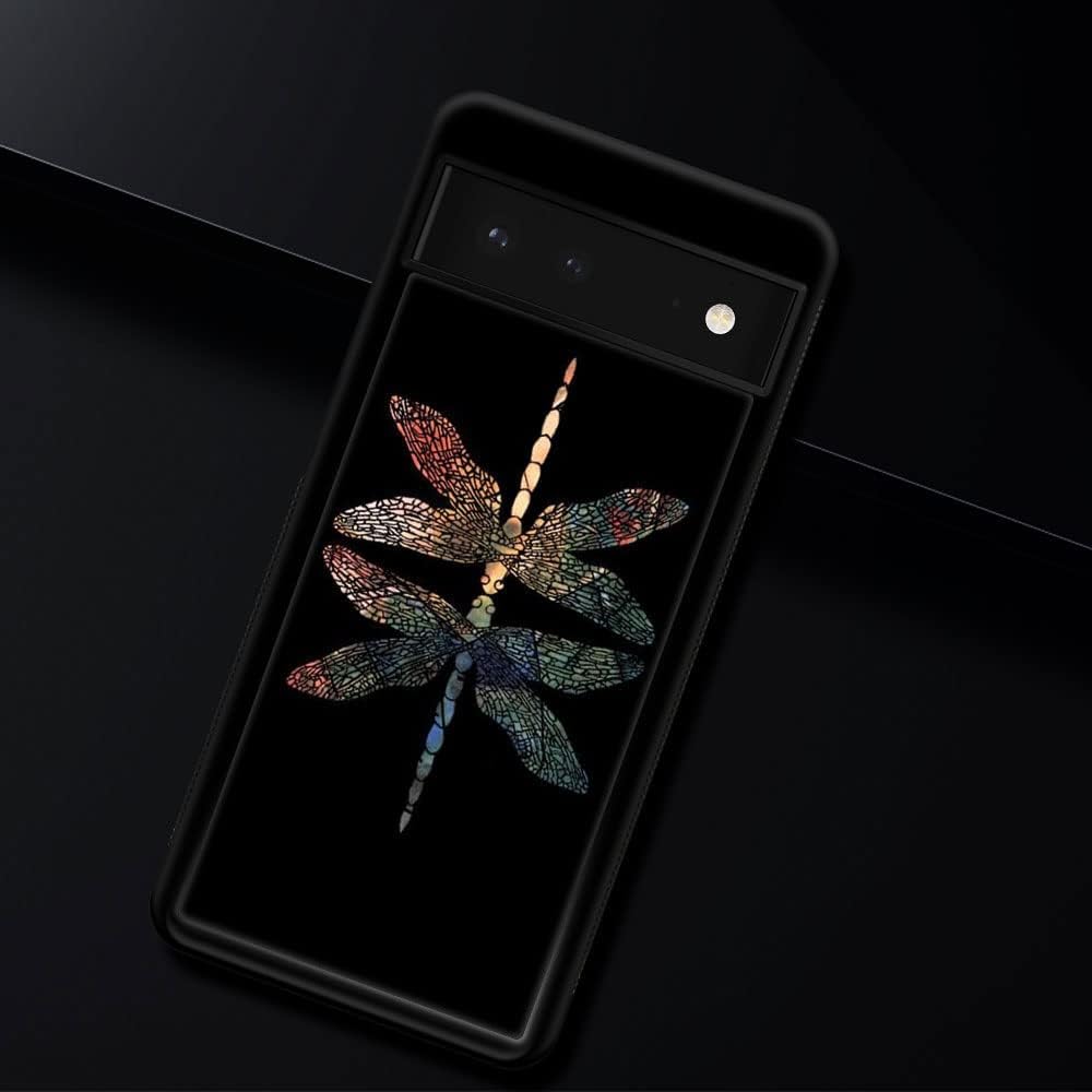 ZHEGAILIAN Funda compatible con Google Pixel 7, diseño colorido de libélula en la parte posterior, silicona suave, TPU anticaída, antideslizante,