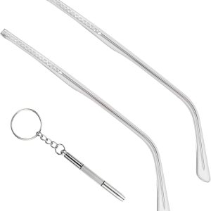 1 par de brazos de repuesto de lentes de metal y multifuncionales 3 en 1 destornillador, herramientas de reparación de gafas, accesorios de repuesto 1 par de brazos de repuesto de lentes de metal y multifuncionales 3 en 1 destornillador, herramientas de reparación de gafas, accesorios de repuesto