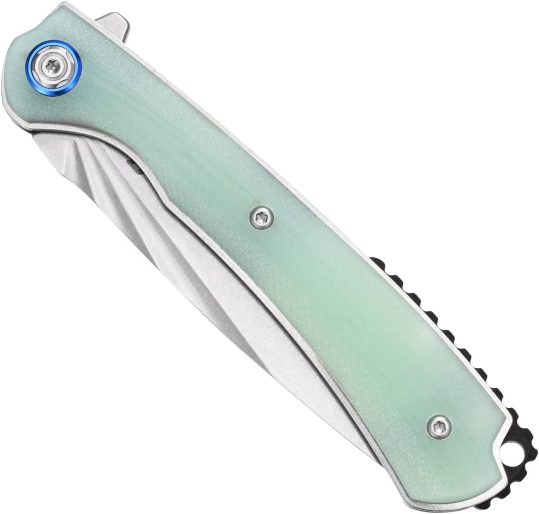 Sitivien ST144 – Cuchillo plegable, hoja de acero 14C28N, cuchillo de bolsillo con mango G10 para acampar EDC al aire libre, supervivencia,